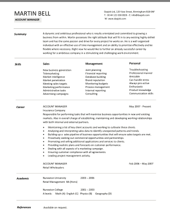 Free Download PDF Books, Sales Account Manager Resume Template