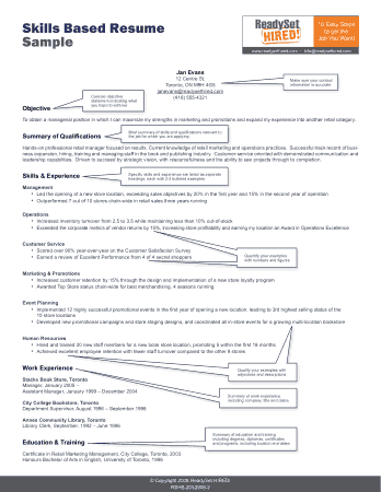 Free Download PDF Books, Retail Sales Skill Based Resume Template