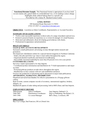 Free Download PDF Books, Sales Functional Resume Template