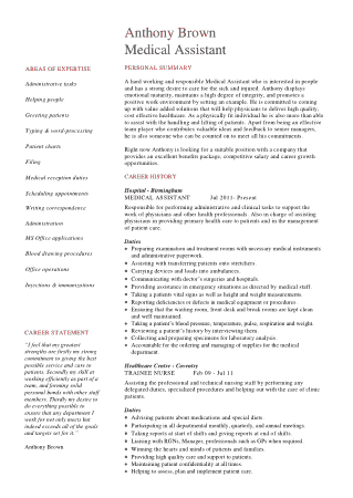Free Download PDF Books, Medical Office Assistant Resume Template