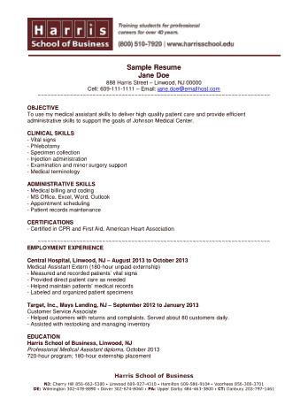 Free Download PDF Books, Sample Medical Assistant Resume Template