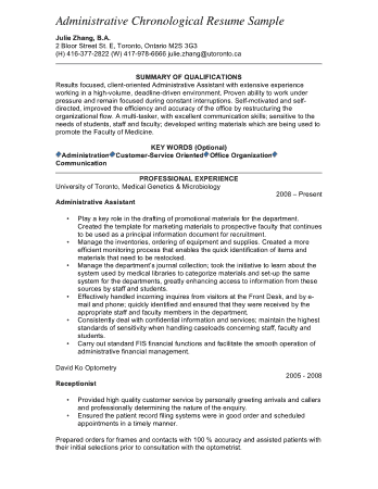 Free Download PDF Books, Administrative Chronological Resume Template
