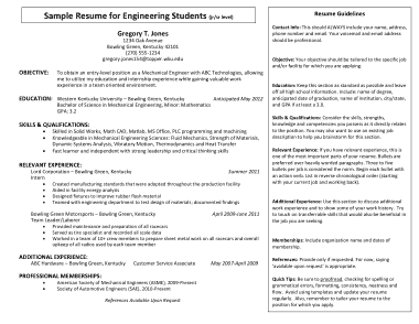 Free Download PDF Books, Basic Engineering Students Entry level Resume Template