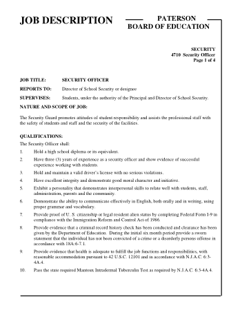 Free Download PDF Books, Basic Security Guard Resume Template