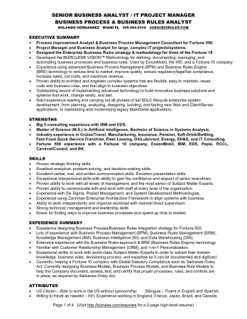 Free PDF Books, Example of Business Analyst Resume Template