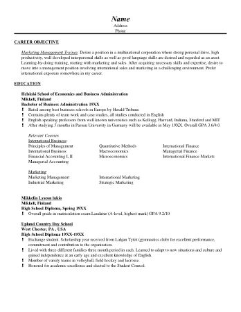 Free Download PDF Books, Marketing Resume Objective Template