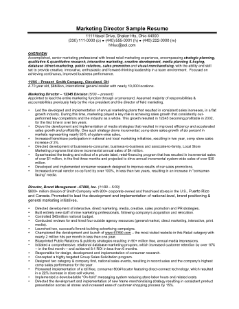 Free Download PDF Books, Professional Marketing Director Resume Template