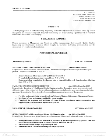 Free Download PDF Books, Maintenance Manager Resume Template