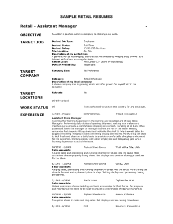 Free Download PDF Books, Manager Retail Resume Template