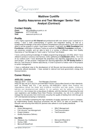 Free Download PDF Books, Quality Assurance Test Manager Resume Template