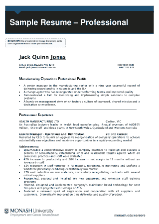 Free Download PDF Books, Resume for Operations Manager Template