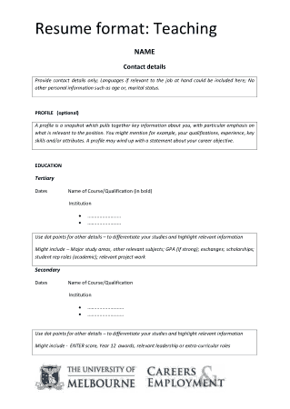 Free Download PDF Books, Simple Resume Format For Teacher Job Template