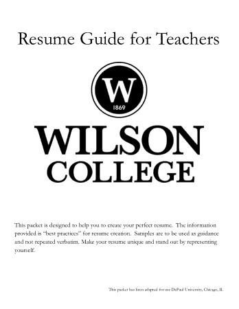 Free Download PDF Books, Resume Guide For Chemistry Teacher Template