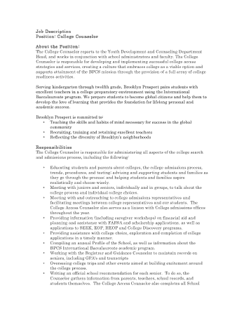 Free Download PDF Books, College Counselor Resume Template