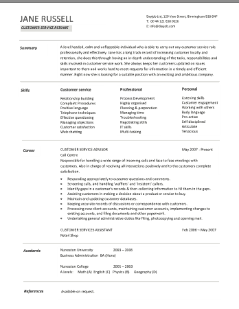 Free Download PDF Books, Customer Service Professional Summary for Resume Template