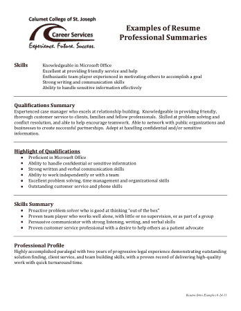 Free Download PDF Books, Professional Profile Resume Example Template