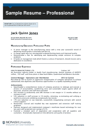 Free Download PDF Books, Professional Sample Resume Example Template