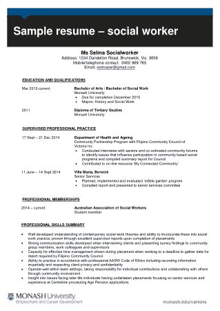 Free Download PDF Books, Professional Social Worker Resume Template