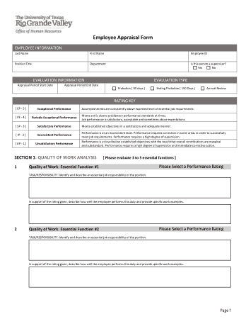 Free Download PDF Books, Annual Employee Appraisal Form Template