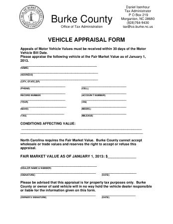 Free Download PDF Books, Motor Vehicle Appraisal Form Template