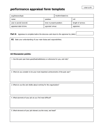 Free Download PDF Books, Performance Appraisal Form Sample Template