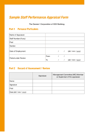 Free Download PDF Books, Sample Staff Performance Appraisal Form Template