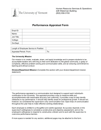 Free Download PDF Books, University Employee Performance Appraisal Form Template