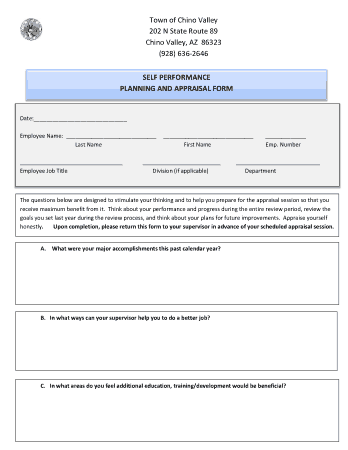 Free Download PDF Books, Self Performance  Appraisal Form Template