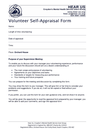 Free Download PDF Books, Volunteer Self Appraisal Form Template