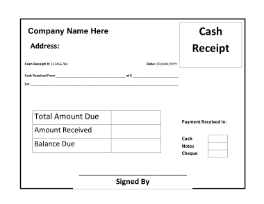 Free Download PDF Books, Cash Receipt Sample Template