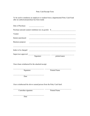 Free Download PDF Books, Petty Cash Receipt Forms Template
