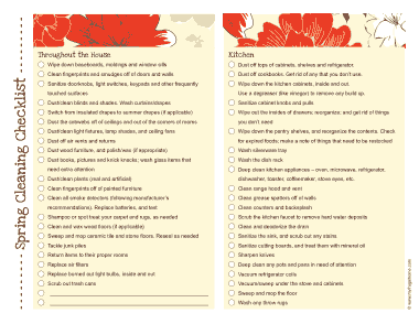 Free Download PDF Books, Spring Cleaning Checklist Pdf Template