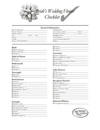 Free Download PDF Books, Wedding Flower Checklist Pdf Template