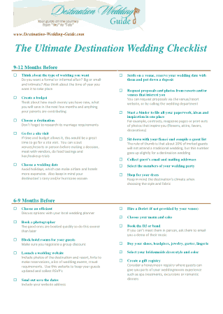 Free Download PDF Books, Ultimate Destination Wedding Day Checklist Template