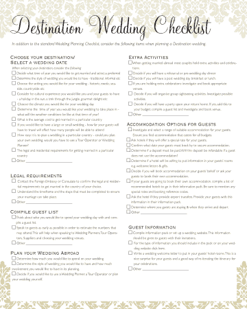 Free Download PDF Books, Destination Wedding Planning Checklist Template