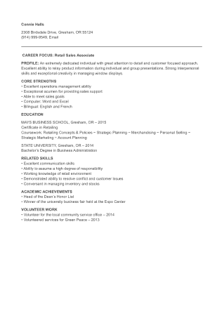Free Download PDF Books, Sample Entry Level Retail Sales Resume Template