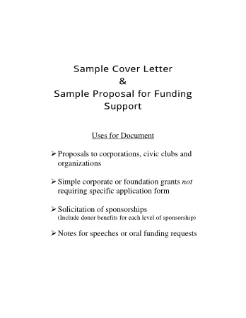 Free Download PDF Books, Business Funding Proposal Cover Letter Template