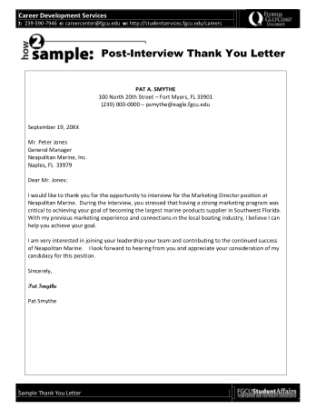 Free Download PDF Books, General Post Interview Thank You Letter Template