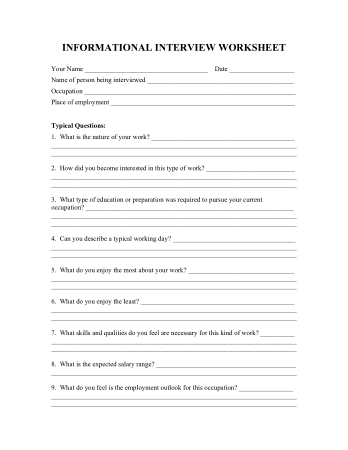 Free Download PDF Books, Informational Interview Worksheet Template