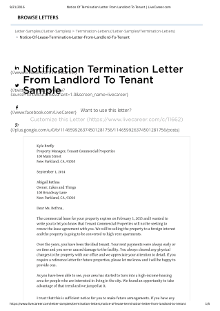 Free Download PDF Books, Termination Letter From Landlord To Tenant Template