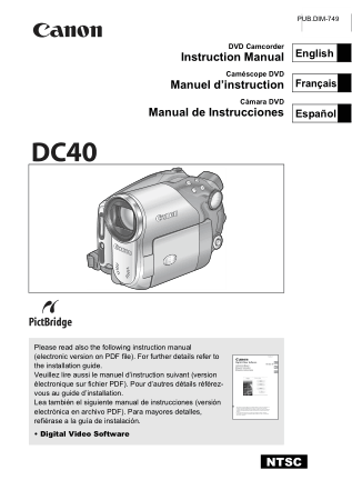 Free Download PDF Books, CANON Camcorder DC40 IM Instruction Manual