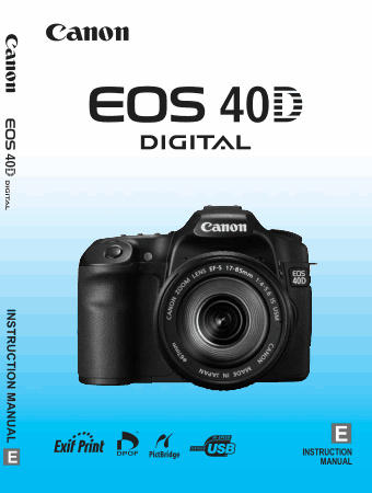 Free Download PDF Books, CANON Camera EOS 40D Digital Instruction Manual