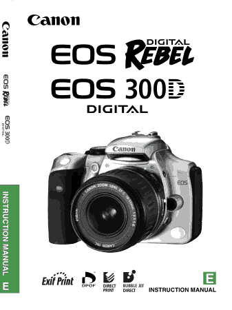 Free Download PDF Books, CANON Camera EOS DR300D Digital Instruction Manual
