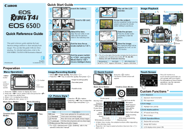 Free Download PDF Books, CANON Camera EOS RT4I EOS650D Quick Reference Guide