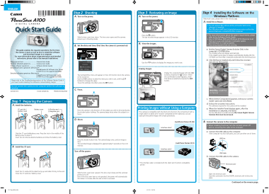 Free Download PDF Books, CANON Camera PowerShot A100 Quick Start Guide