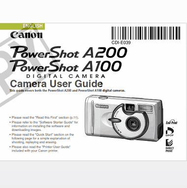 Free Download PDF Books, CANON Camera PowerShot A200 and A100 User Guide