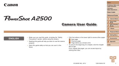 Free Download PDF Books, CANON Camera PowerShot A2500 User Guide