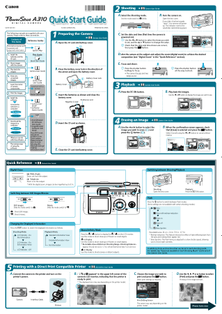 Free Download PDF Books, CANON Camera PowerShot A310 Quick Start Guide