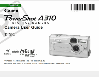 Free Download PDF Books, CANON Camera PowerShot A310 User Guide
