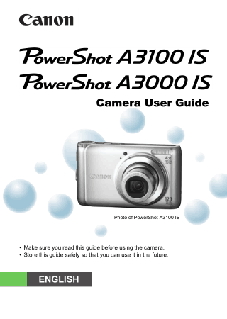 Free Download PDF Books, CANON Camera PowerShot A3100 IS and A3000 IS User Guide